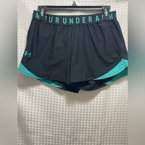 Under Armour Women's Black and Teal Shorts